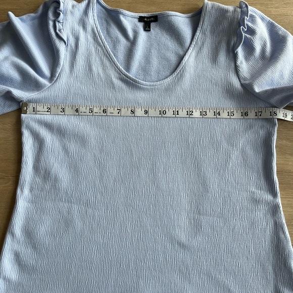 Talbots Puff Sleeve Top Womens SZ L Round Neck Light Purple Blue Cotton - Picture 4 of 7